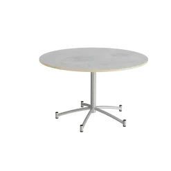 Rundt bord Zam Ø1200 mm, lysegrå, lyddæmpende linoleum, alugråt stel