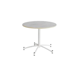 Rundt bord Zam Ø900 mm, lysegrå, lyddæmpende linoleum, hvidt stel