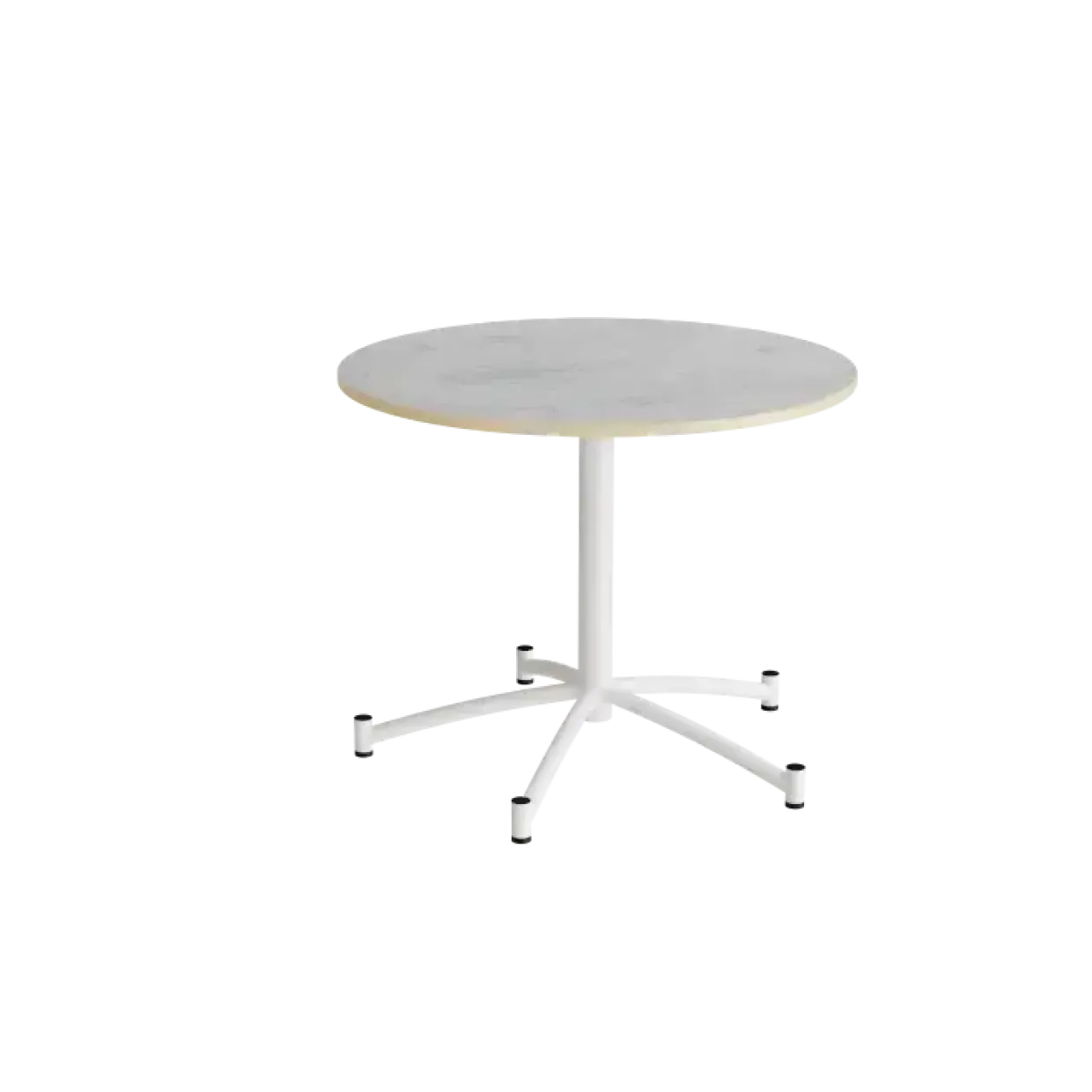 Rundt bord Zam Ø900 mm, lysegrå, lyddæmpende linoleum, hvidt stel