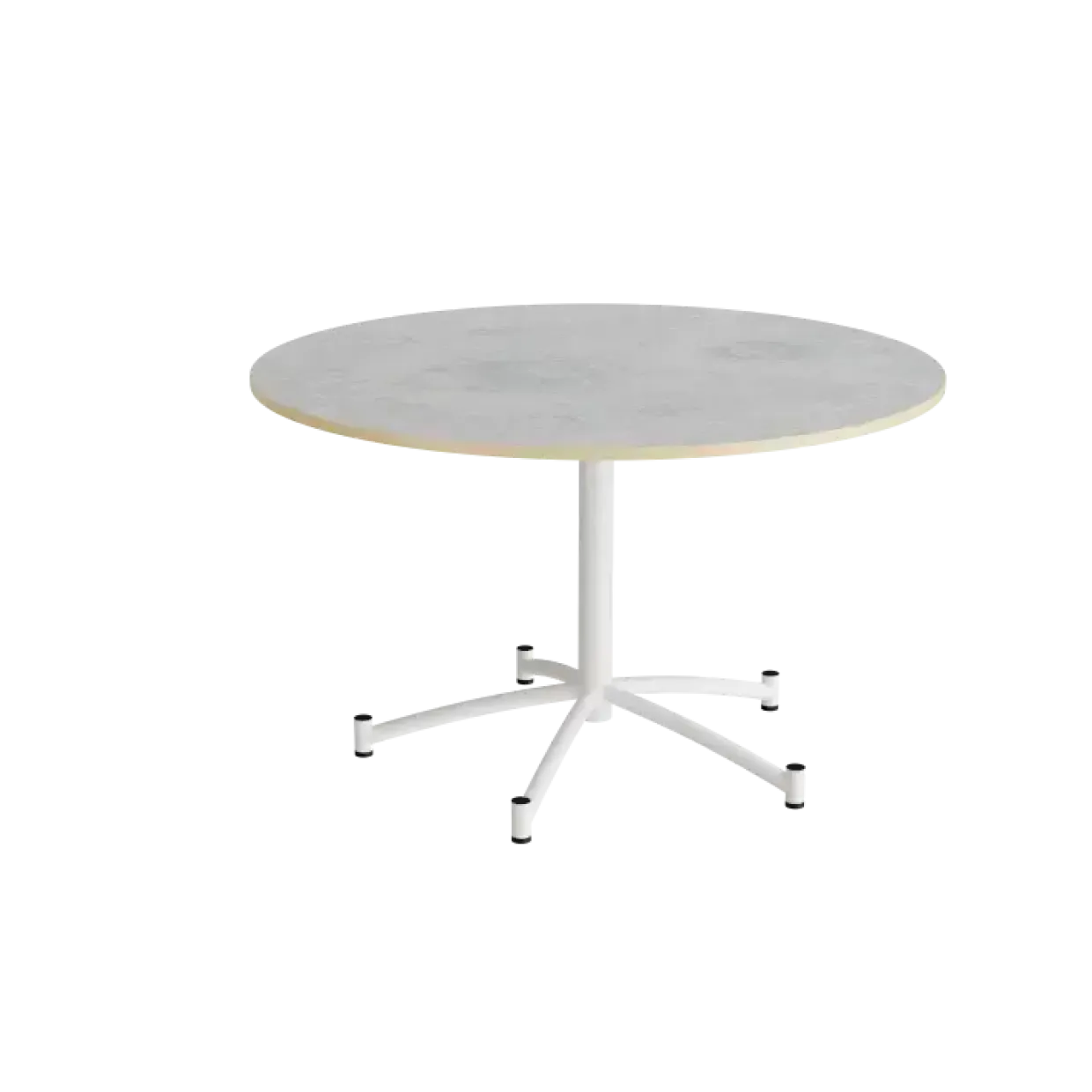 Rundt bord Zam Ø1200 mm, lysegrå, lyddæmpende linoleum, hvidt stel
