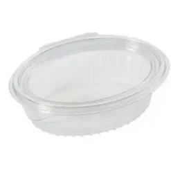 Salatbakke Clearshow 250 ml 150x112x45 mm oval hængslet låg RPET Klar - 16 ps x 50 stk/krt