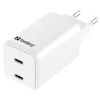 Sandberg AC Charger Dual USB-C PD65W EU hvid
