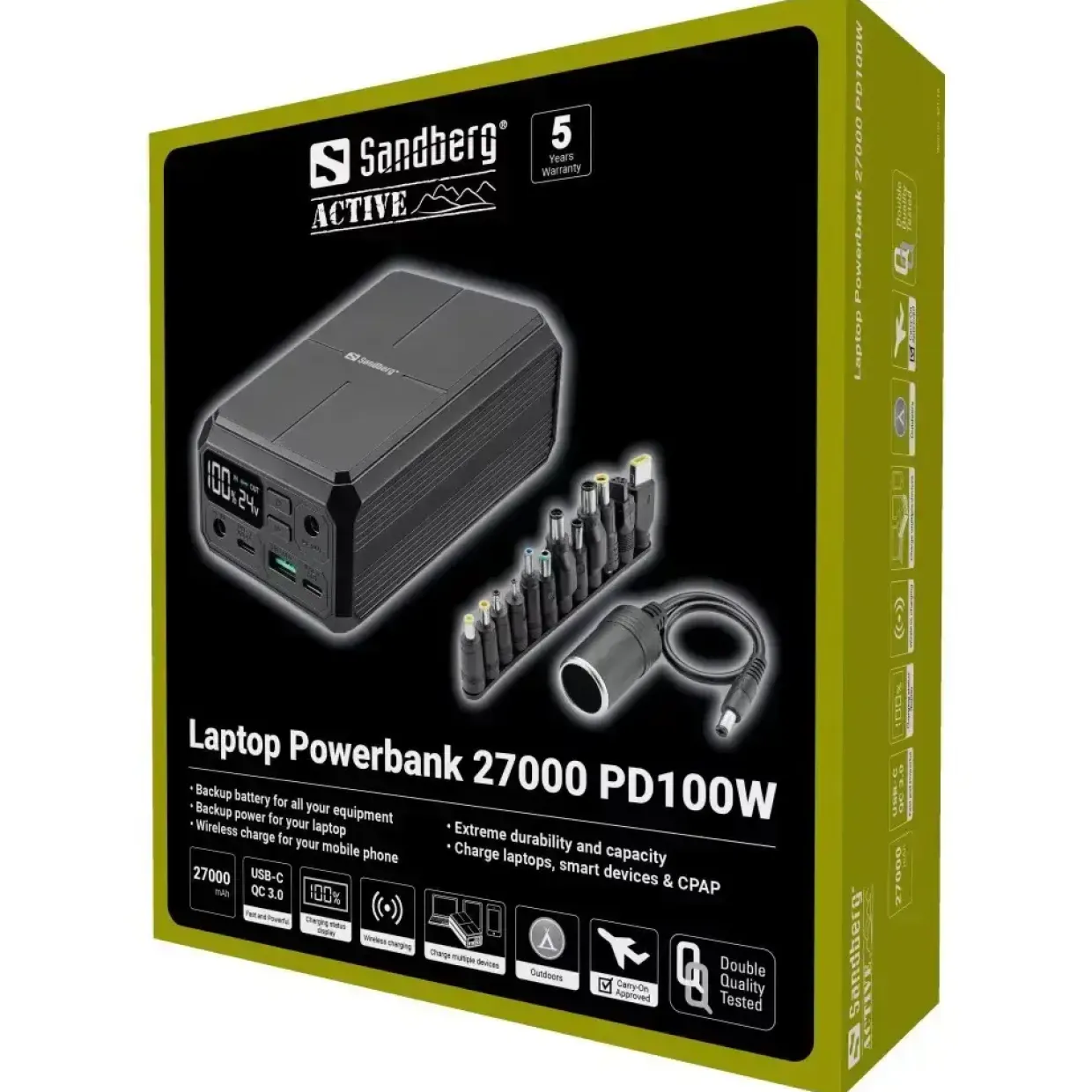 Sandberg Laptop Powerbank 27000 PD100W sort