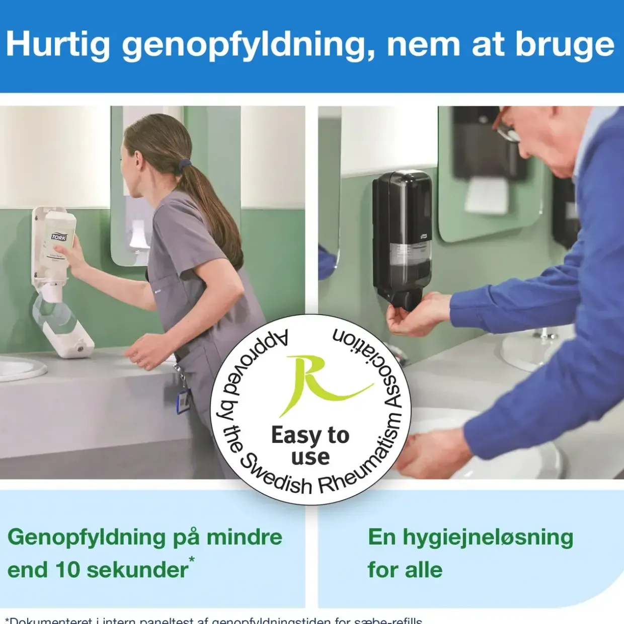 Sæbedispenser til væg - Tork 561608 S4 sensor til 1 liter skumsæbe - sort