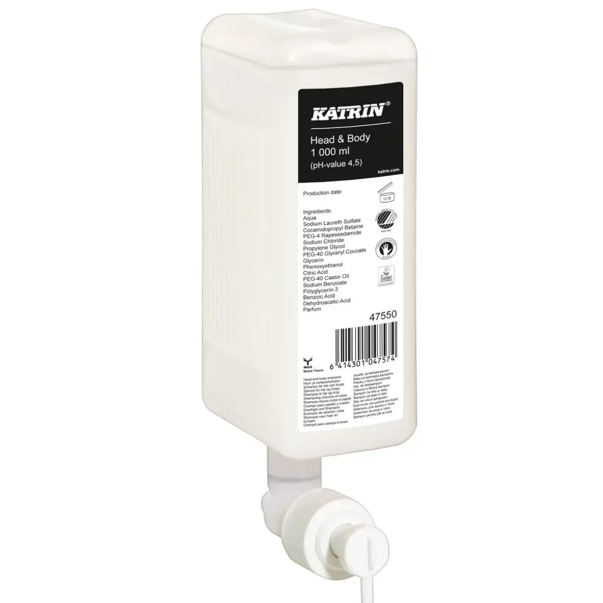 Sæbe - Katrin Handwash Natural 47550 - Head & Body - 1 L - Med parfume