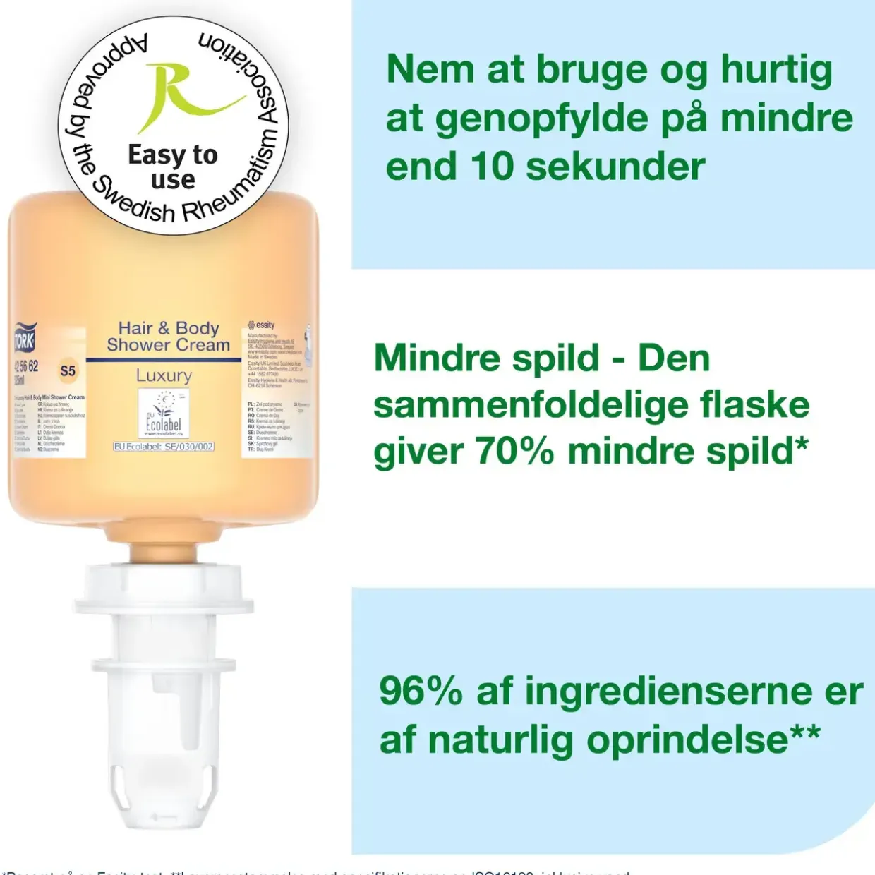 Sæbe - Tork 425662, Luksus Hair & Body Mini S5 - 8 x 525 ml