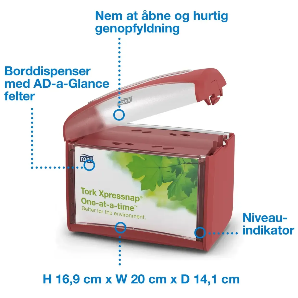 Servietholder Tork 272612 Xpressnap Bordservietter Interfoldet N4 - rød