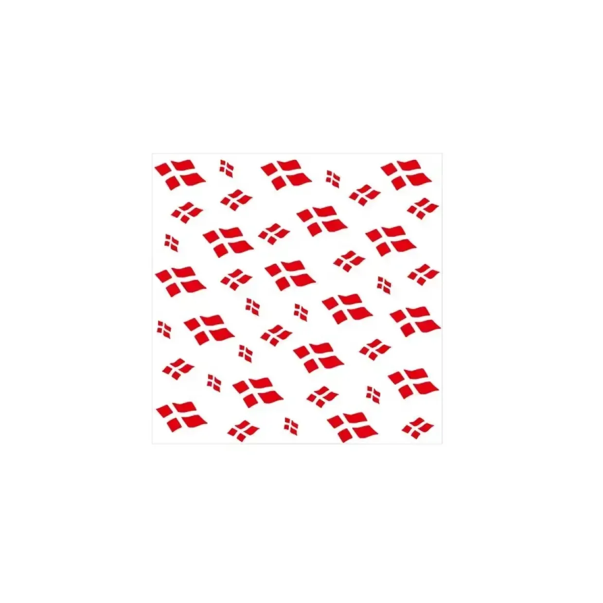 Serviet 3-Lag 33x33cm Med Danske Flag Hvid - 12 pk x 50 stk/krt