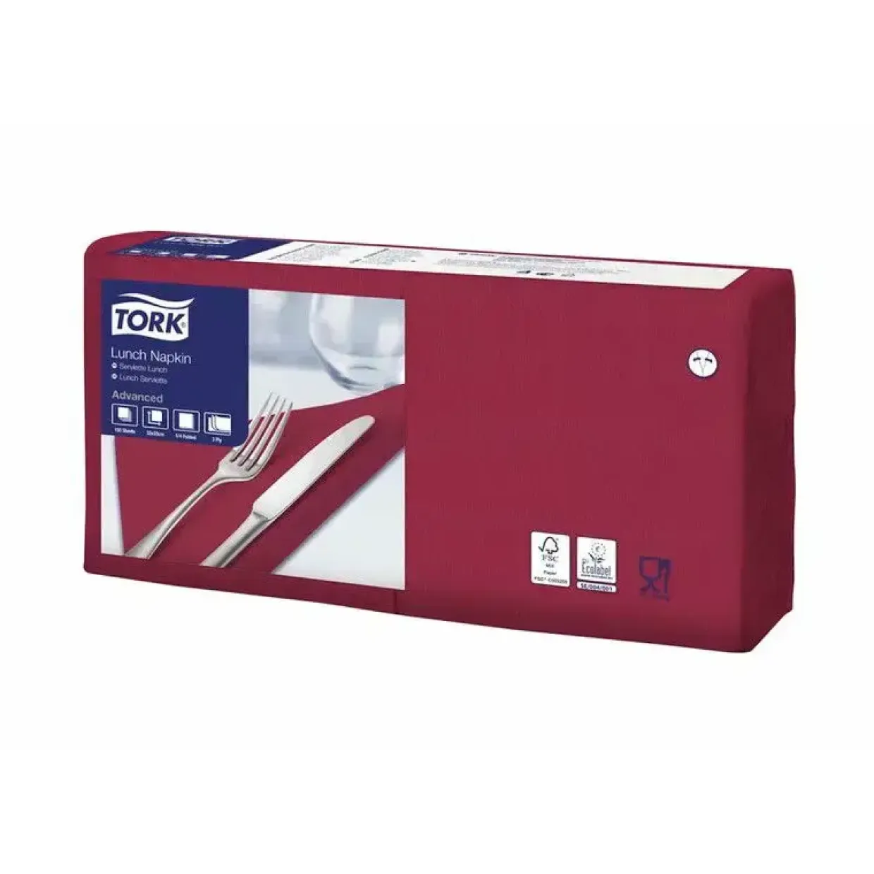 Servietter Tork 3-lags bordeaux 33cm 150stk/pak - 10 stk