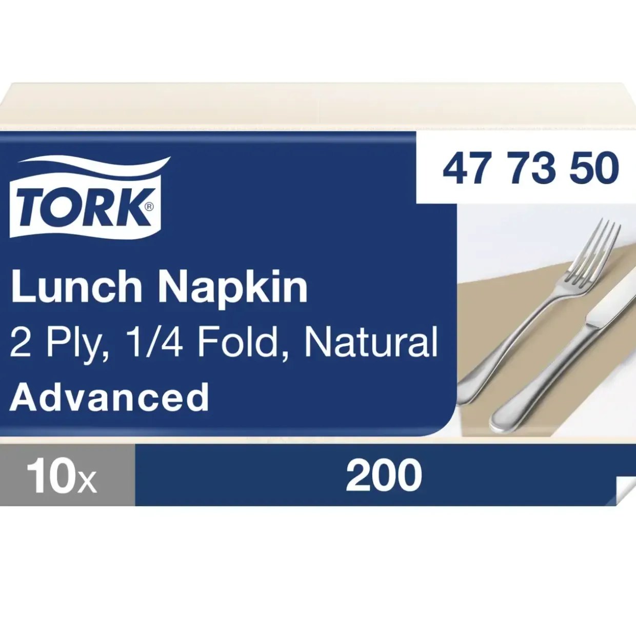 Servietter Tork 477350 - 2-lags 1|4 fold 33cm natur 200stk|pak - 10 stk