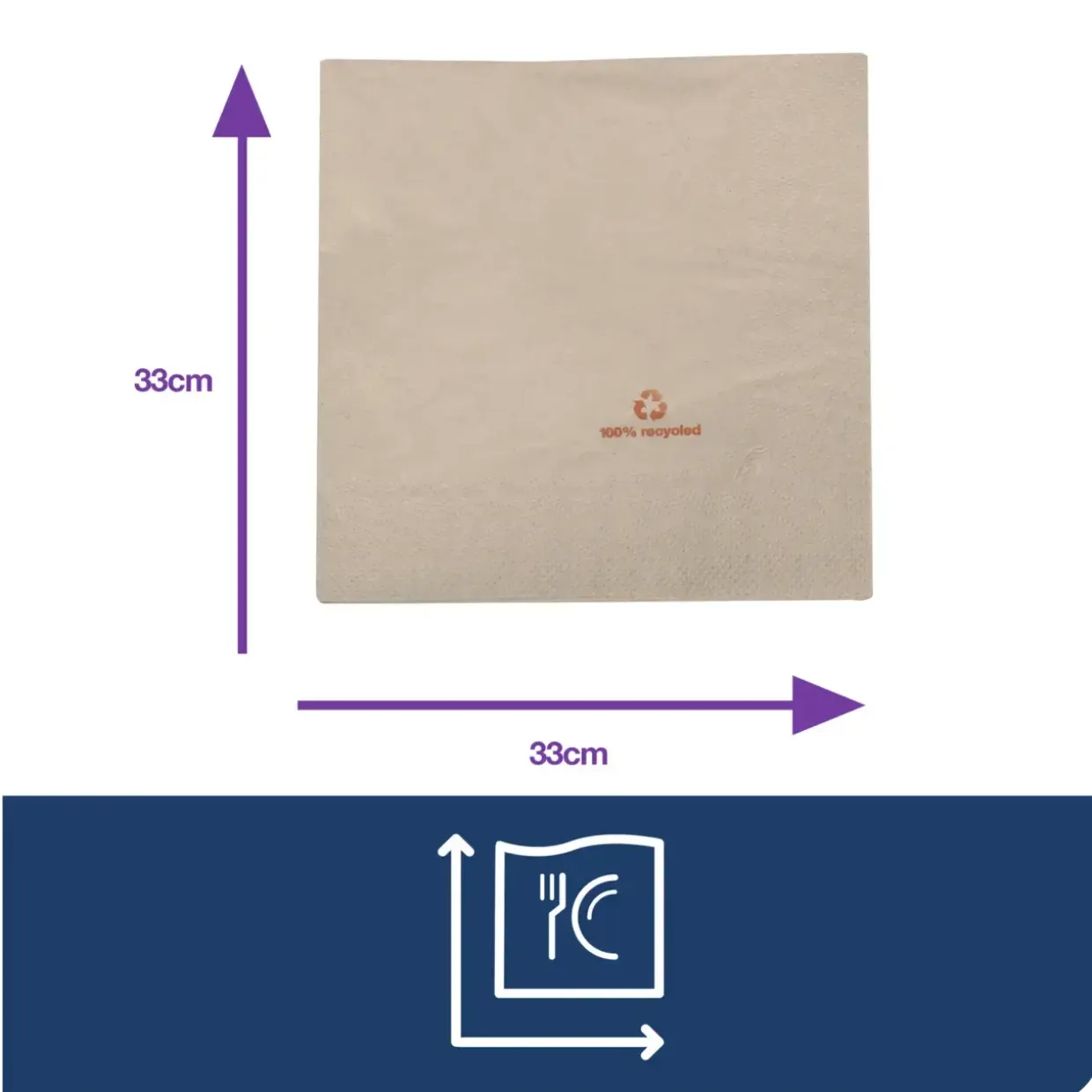 Servietter Tork 477350 - 2-lags 1|4 fold 33cm natur 200stk|pak - 10 stk
