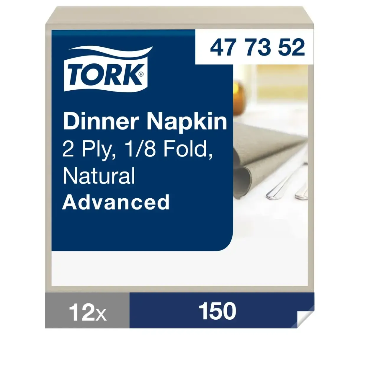 Servietter Tork 477352 2-lags 1|8 fold 39cm natur 1800 servietter