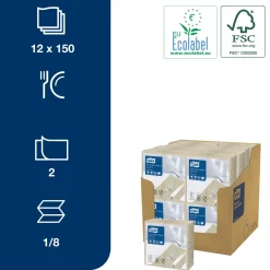 Servietter Tork 477352 2-lags 1|8 fold 39cm natur 1800 servietter