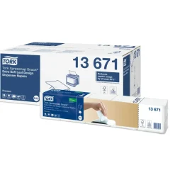 Servietter Tork 13671 xpressnap N10 hvid bladmønster - 4000 servietter