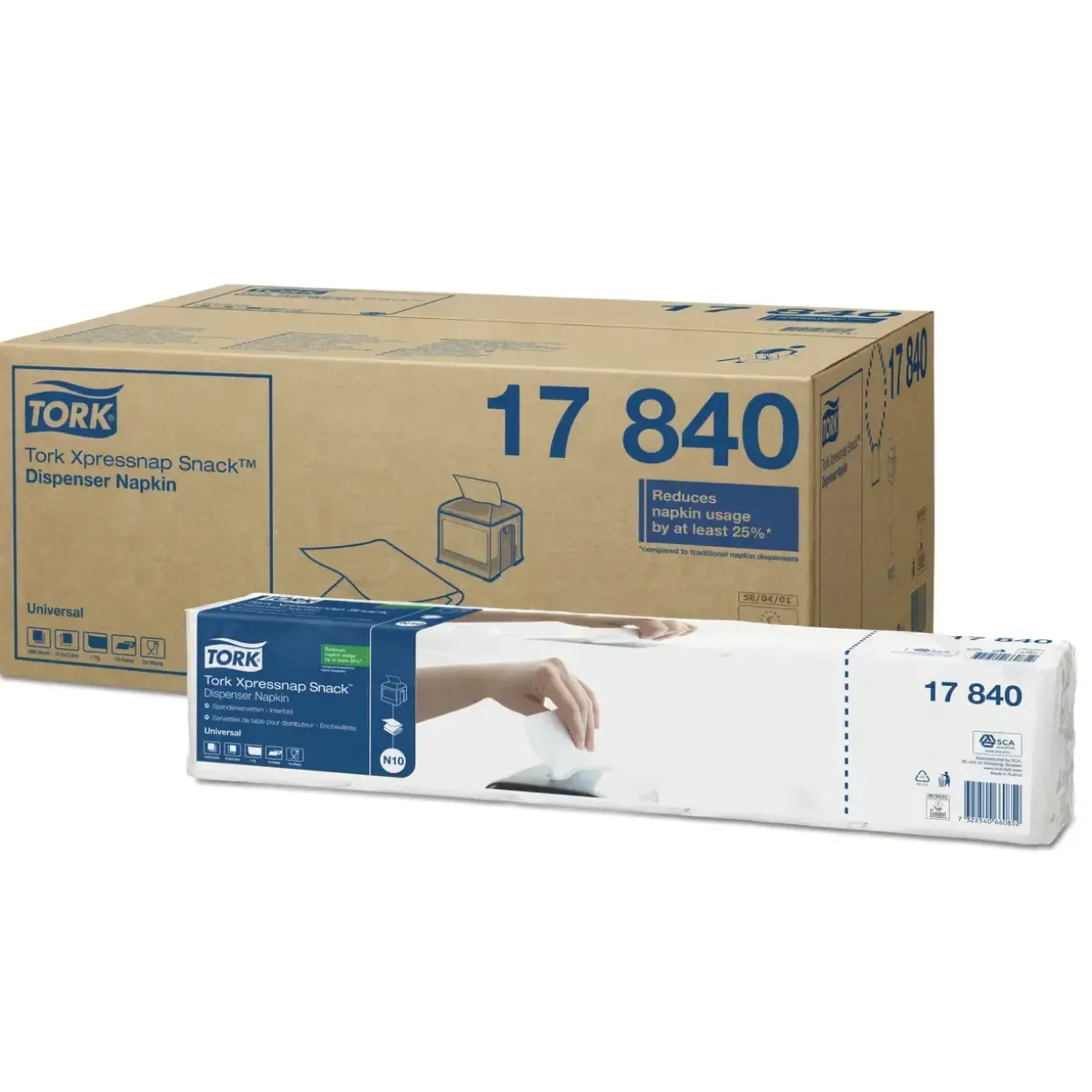 Servietter - Tork 17840 Xpressnap Snack N10 - Hvid - 1-lags - 9000 stk.