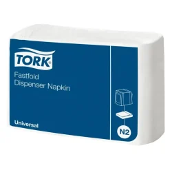 Serviet til dispenser, Tork N2 Universal 10933 1-lags 30x24cm hvid 100% genbrugspapir - 10800 stk