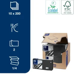Serviet Tork 2-lags 477148 sort 33 x 33 cm 1|4 fold - 2000 stk