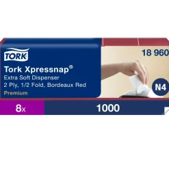 Serviet Tork Premium N4 18960 2-lags bordeaux 100% nyfiber 33cm x 21,30cm - 8000 stk