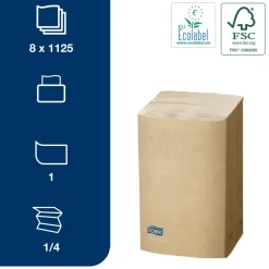 Serviet Tork Premium N4 12840 2-lags natur 100% genbrugsfibre 33cm x 21,60cm - 9000 stk