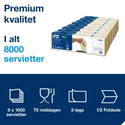 Serviet Tork 12880 Xpressnap® Ekstra blød natur 21,6 x 16,5 cm 2 fold - 8000 stk