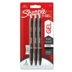 Sharpies tusser Gelpenne S-Gel sort 0,7mm - 3 stk