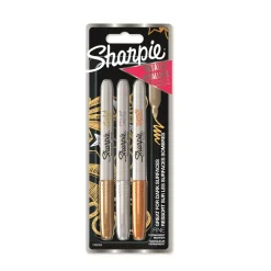 Sharpies tusser Metallic Guld Sølv Bronze - 3 stk
