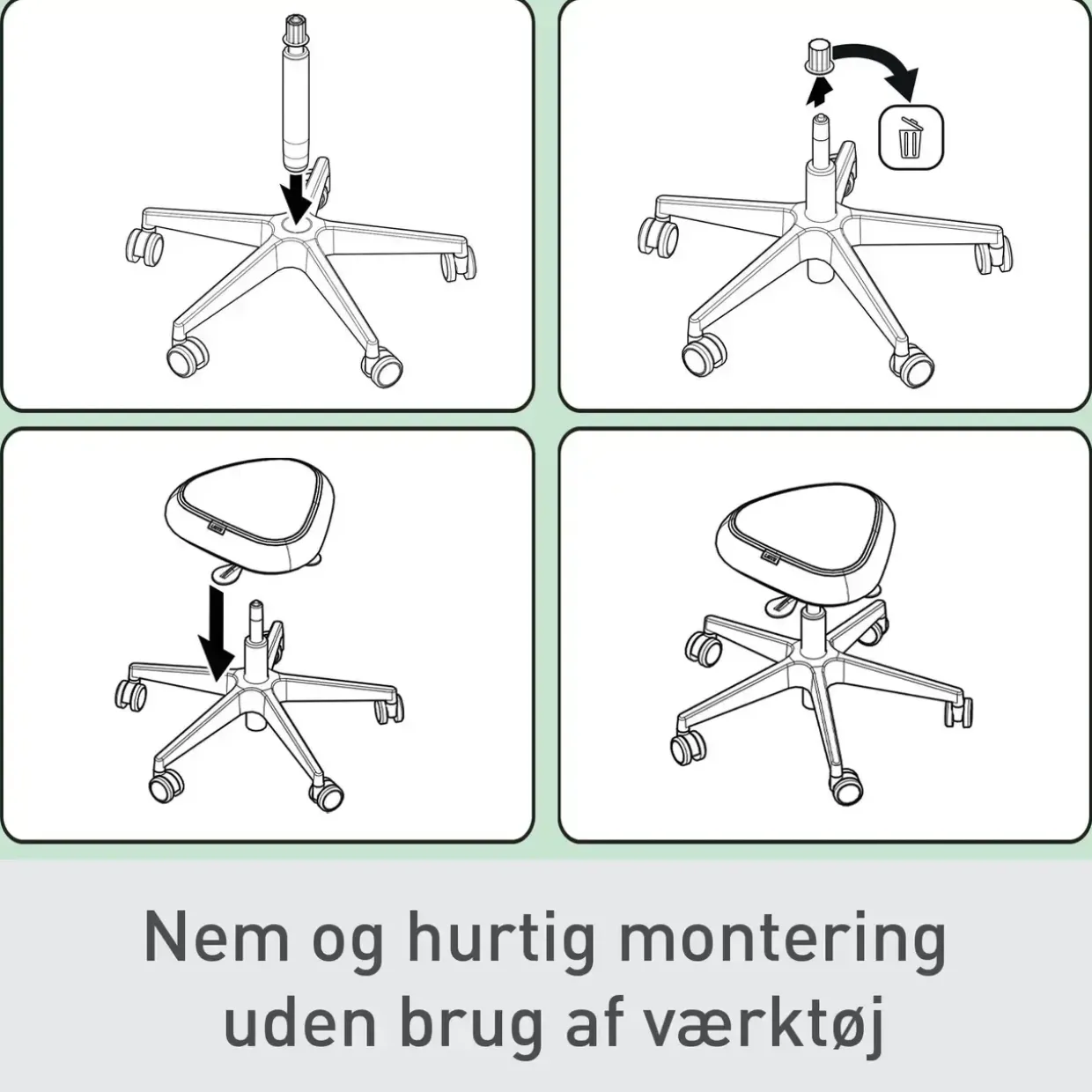Siddestol m/hjul – Leitz Ergo Active – Comfort – Grå