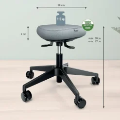 Siddestol m/hjul – Leitz Ergo Active – Comfort – Grå