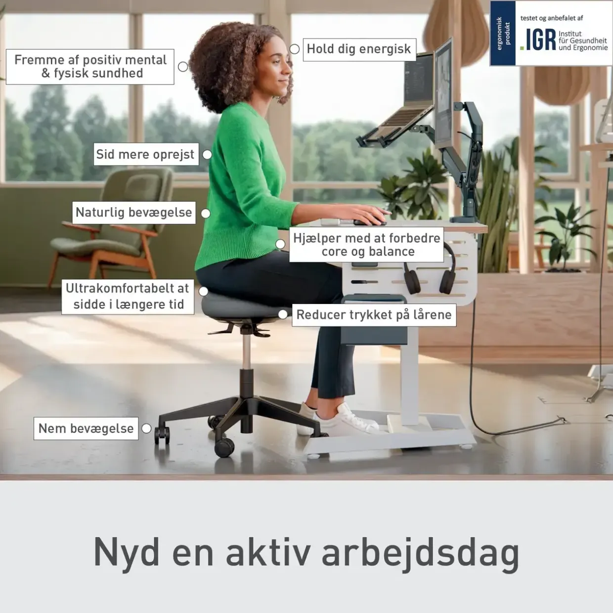 Siddestol m/hjul – Leitz Ergo Active – Comfort – Grå