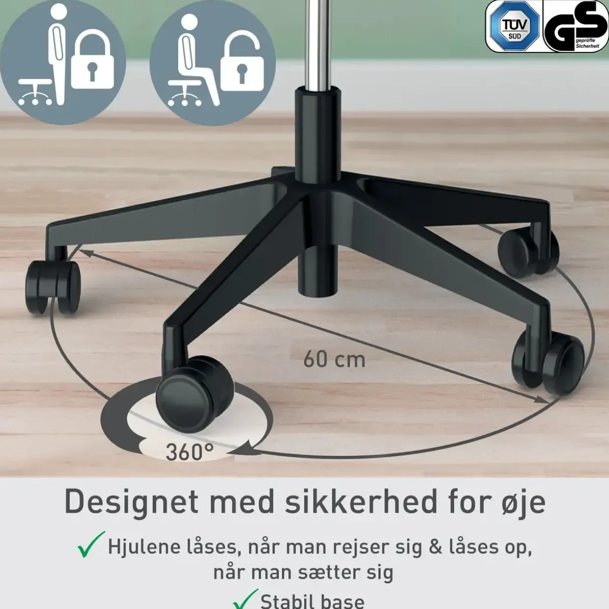 Siddestol m/hjul – Leitz Ergo Active – Comfort – Grå