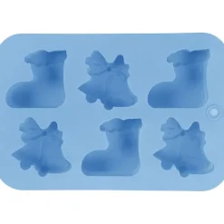 Silikoneform, hulstr. 60x75 mm, 12,5 ml, lyseblå, julestrømper- og klokker, 1pk.