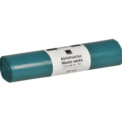 Sæk Abena Poly-Line 70 L blå LDPE regenerat 57,5x100cm med tryk - 25 stk pr rulle - 10 ruller