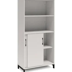 Skab med skydedøre - DNA kontormøbel - 800 x 1660 mm - Lys grå/Sort - 2A4
