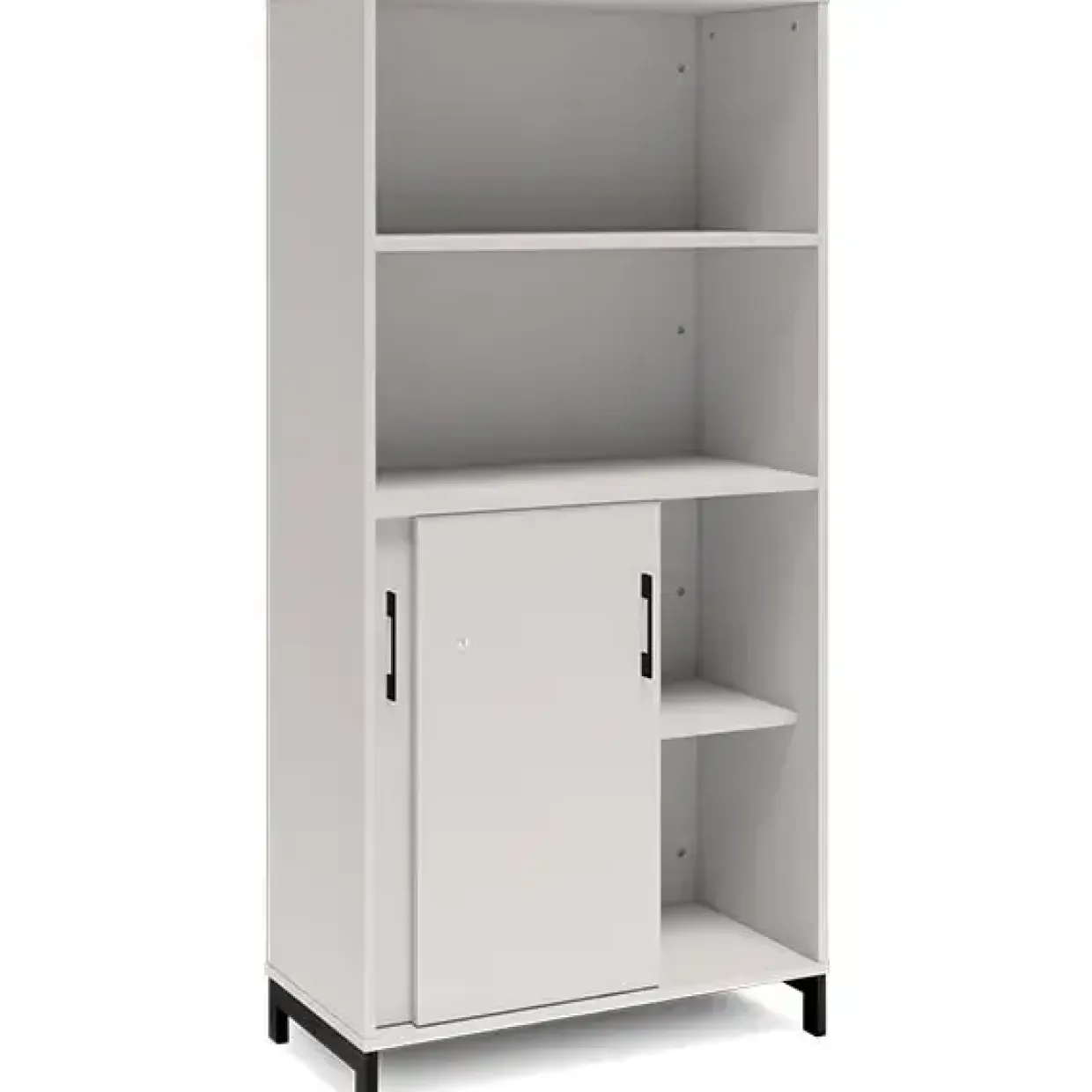 Skab med skydedøre - DNA kontormøbel - 800 x 1660 mm - Lys grå/Sort - 2A4