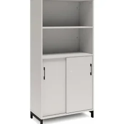 Skab med skydedøre - DNA kontormøbel - 800 x 1660 mm - Lys grå/Sort - 2A4