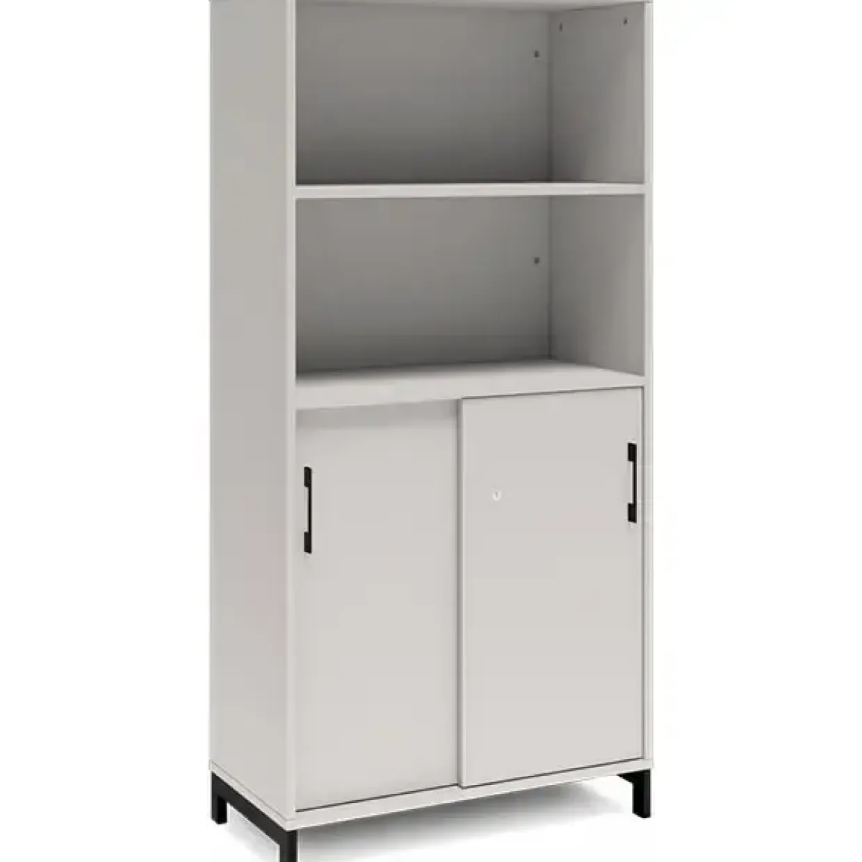 Skab med skydedøre - DNA kontormøbel - 800 x 1660 mm - Lys grå/Sort - 2A4