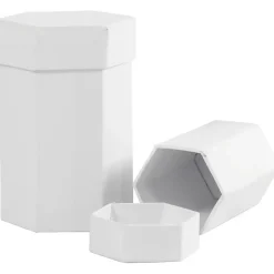 Æsker - sekskantede pap hvid 4,5+6 cm H: 7+9 cm - 2 stk