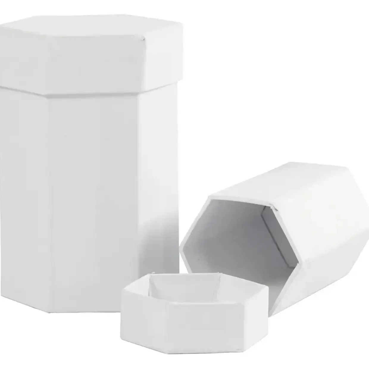 Æsker - sekskantede pap hvid 4,5+6 cm H: 7+9 cm - 2 stk
