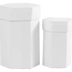 Æsker - sekskantede pap hvid 4,5+6 cm H: 7+9 cm - 2 stk