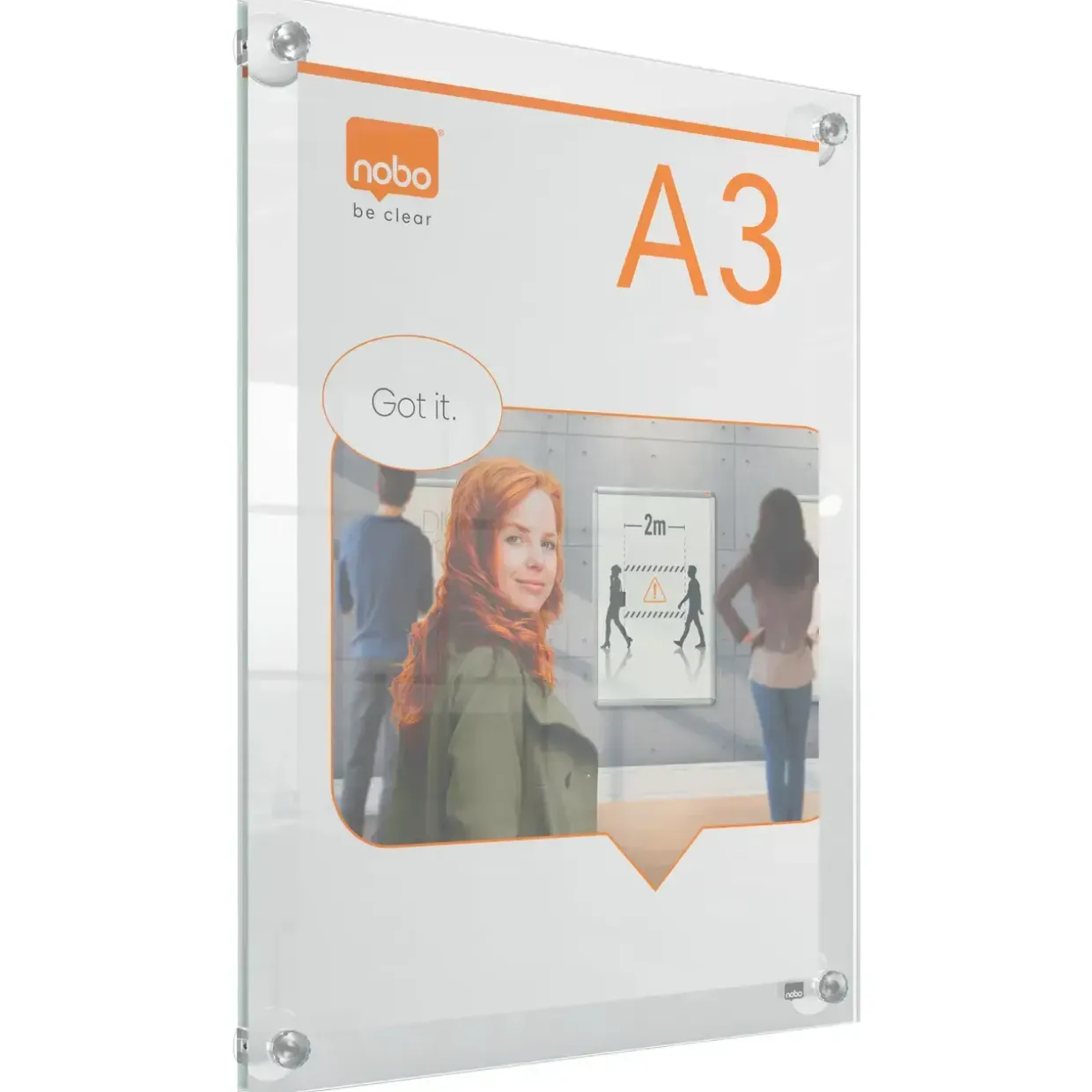 Skilt m. sugekop Nobo Akryl Premium Plus A3