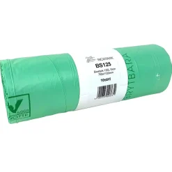Sæk 125liter B750xL1150mm 30my PLA bionedbrydelig Standard Grøn - 16 rl x 10 stk/krt