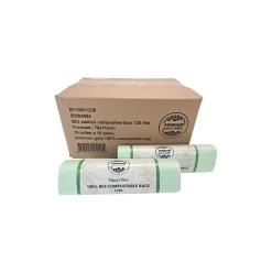 Sæk 100ltr B700xL1100 mm 18my PLA bionedbrydelig Standard Grøn - 15 rl x 10 Stk/krt
