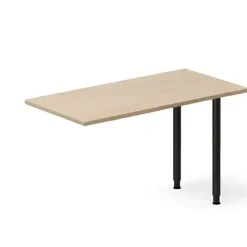 Skrivebord, tilbyg DNA Eg 1200x600mm I-ben Sort