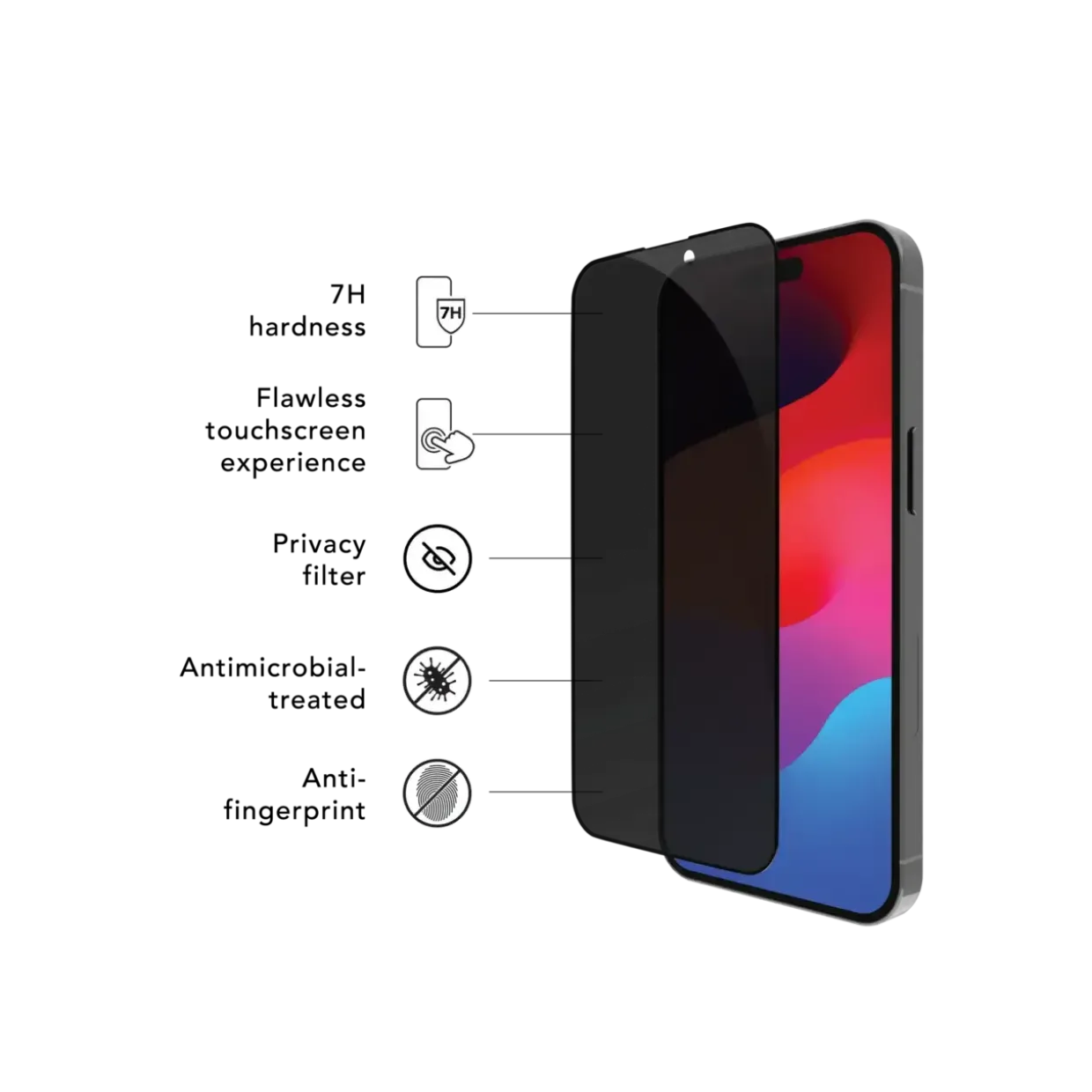 Skærmbeskyttelse - Dbramante1928 - eco-shield - iPhone 15 Pro - Privacy sort