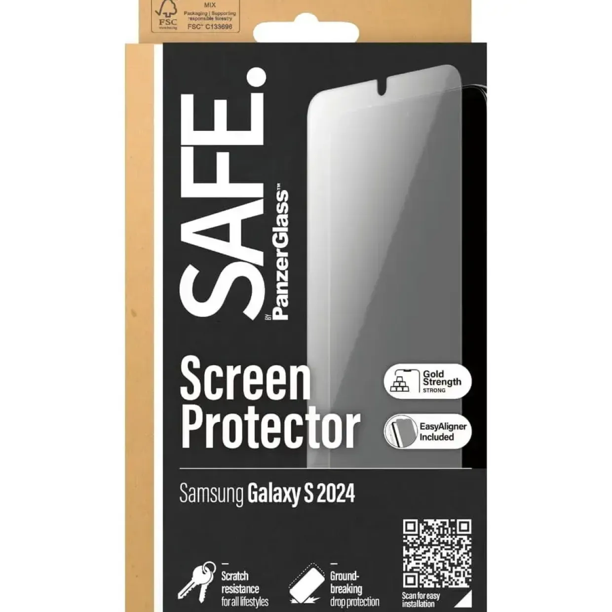 Skærmbeskytter - SAFE. by PanzerGlass - Galaxy S24 - Recycled Glass - Ultra-Wide Fit