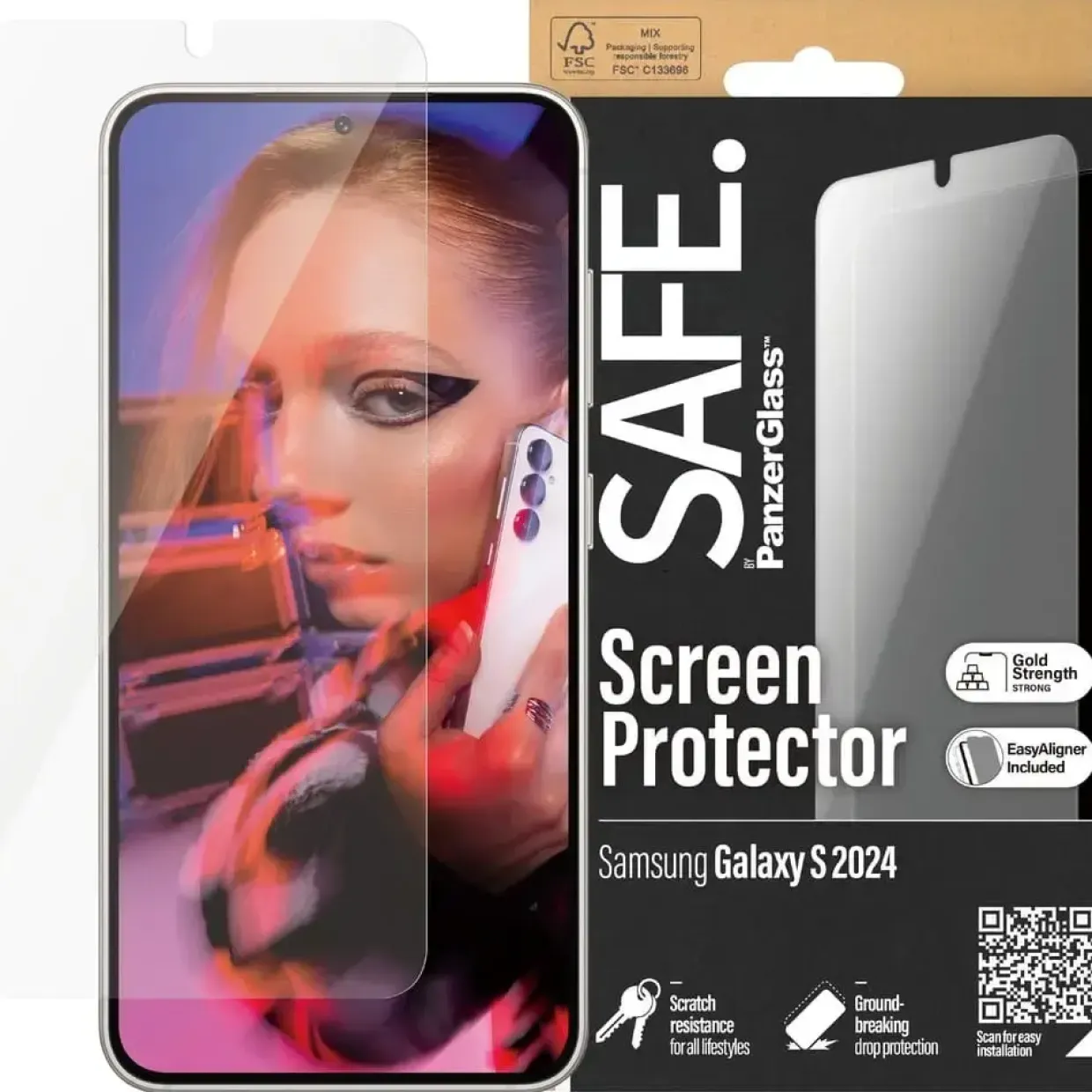 Skærmbeskytter - SAFE. by PanzerGlass - Galaxy S24 - Recycled Glass - Ultra-Wide Fit