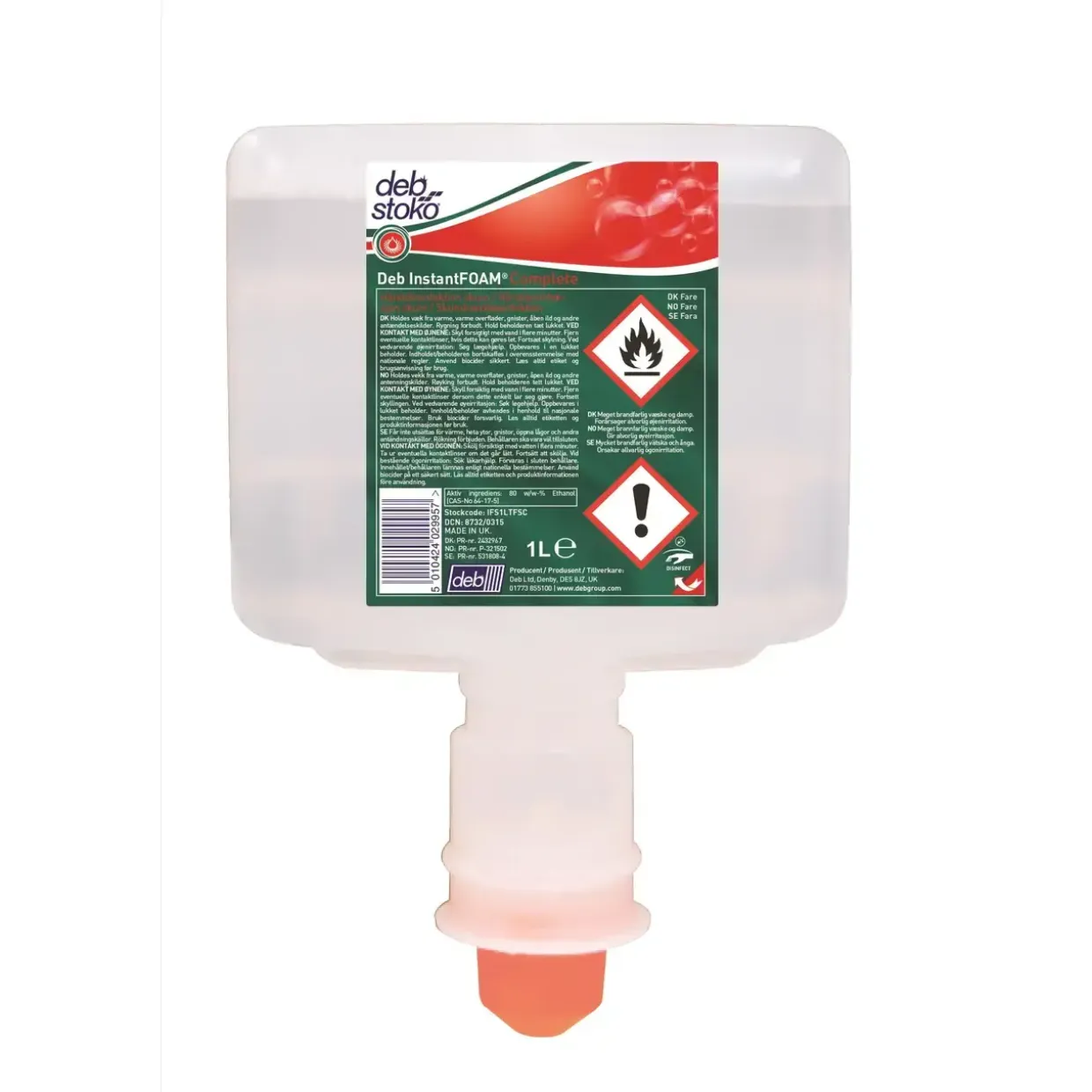Skumdesinfektion - Deb Stoko InstantFOAM - 1 L refill - Uden parfume