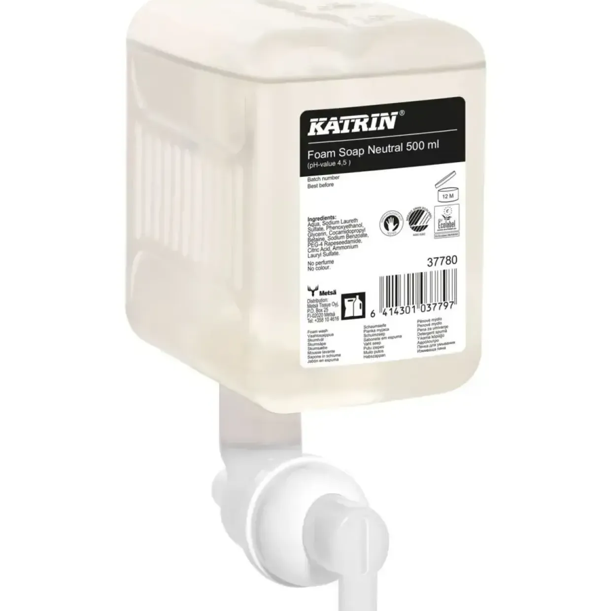 Skumsæbe, Katrin 37780, uden farve og parfume, 500 ml - 12 stk