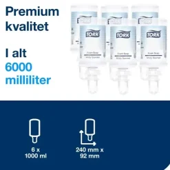 Skumsæbe Tork 520501 S4 Premium hvid Mild - 6 flasker á 1 liter
