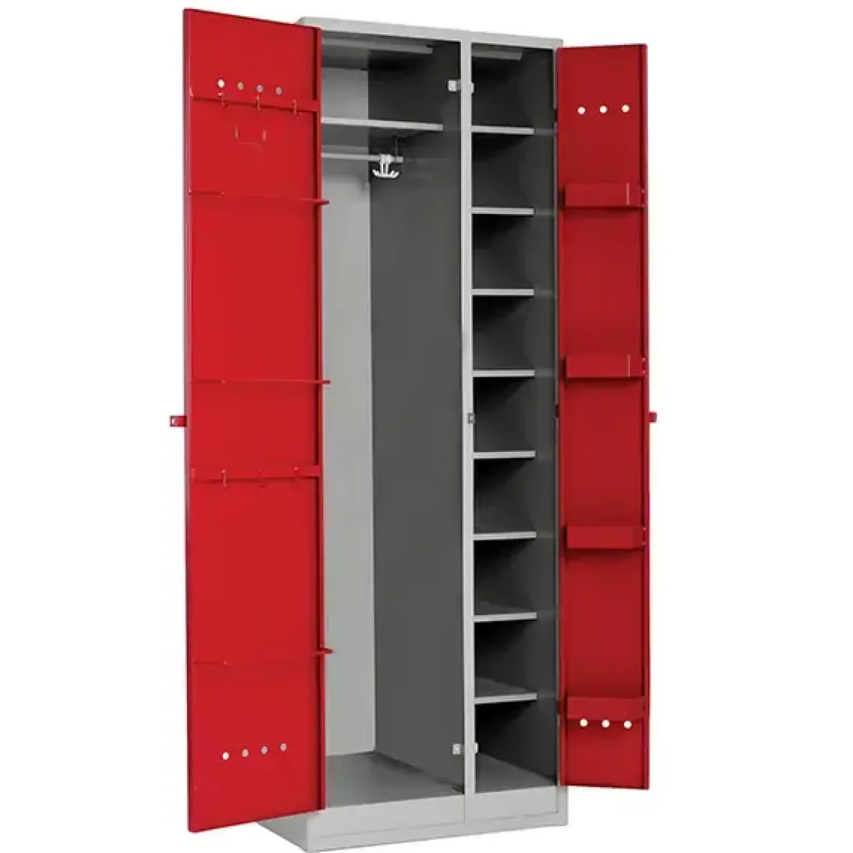 Soldaterskab lige tag 1x680 mm rød dør 680 x 600 x 1900 mm.